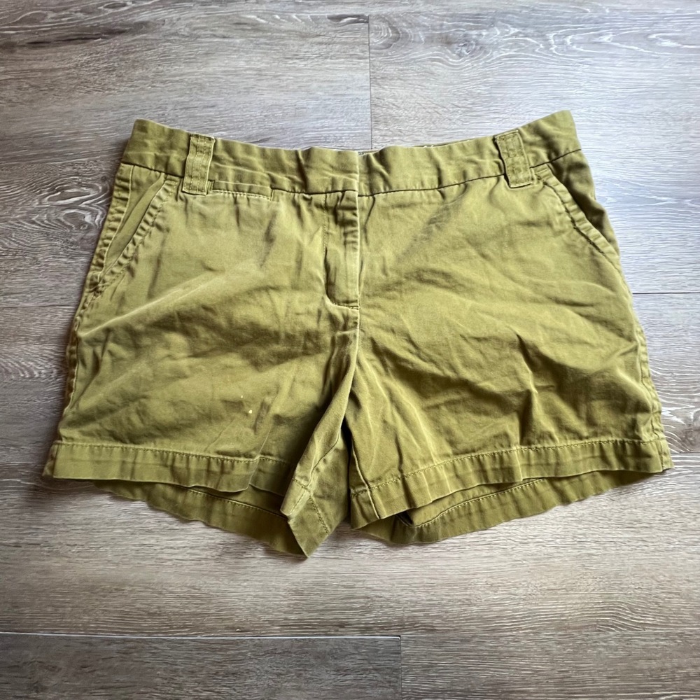 J.Crew Chino Shorts Womens 12 Olive Green City Fit Cotton Twill Casual Summer
